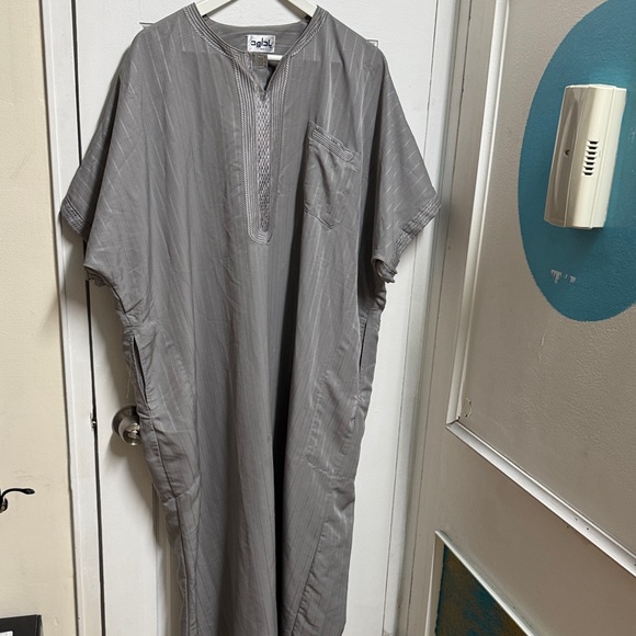 Gray Striped Kaftan Dress - Picture 1 of 7